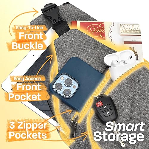 Miniatura 6 de Mochila cruzada antirrobo, carga USB, mochila ligera para viajes, senderismo, todos los días, Cuero vegano pizarra, Compacto