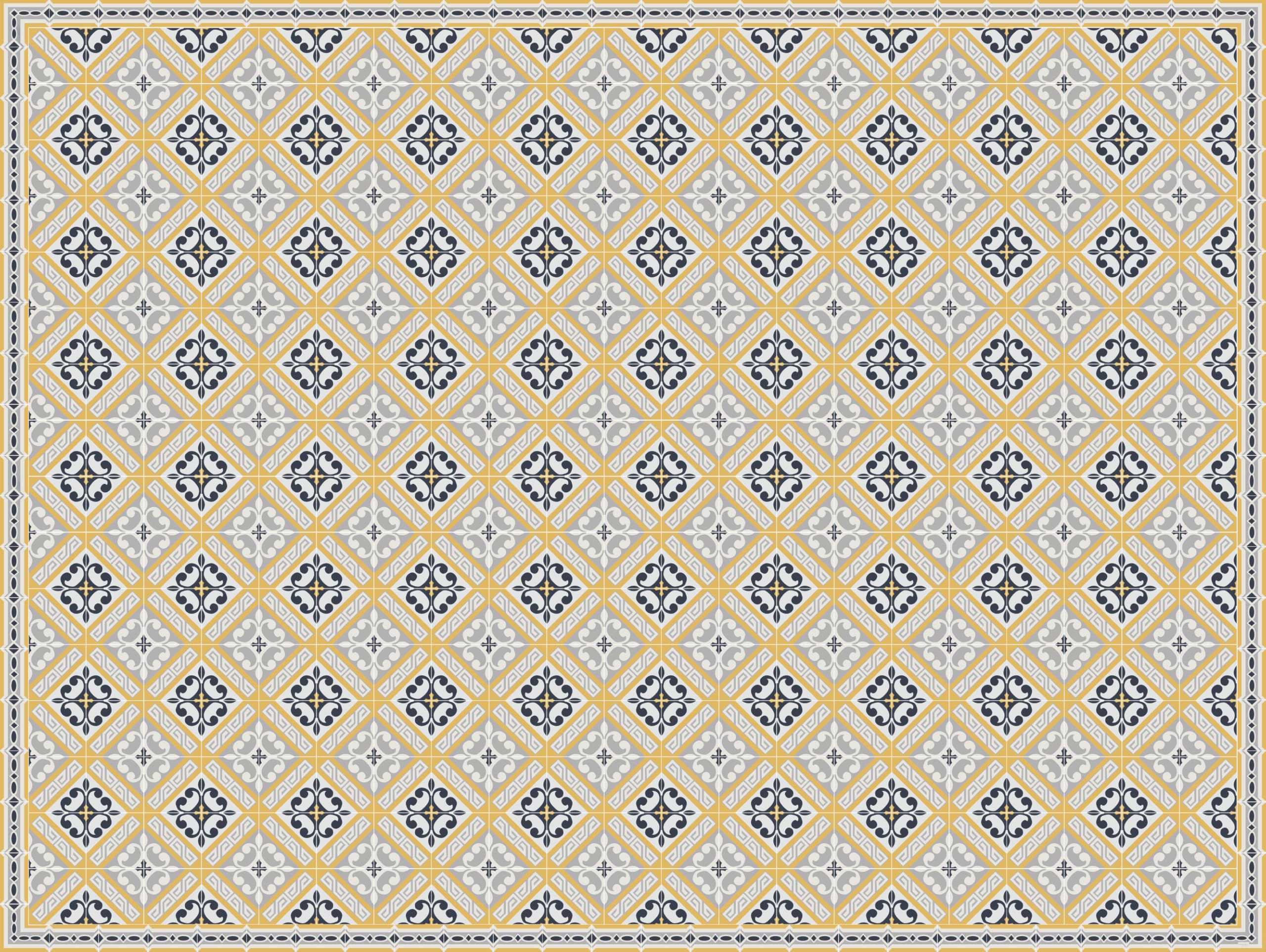 Tapis vinyle antidérapant et imperméable jaune style hydraulique
