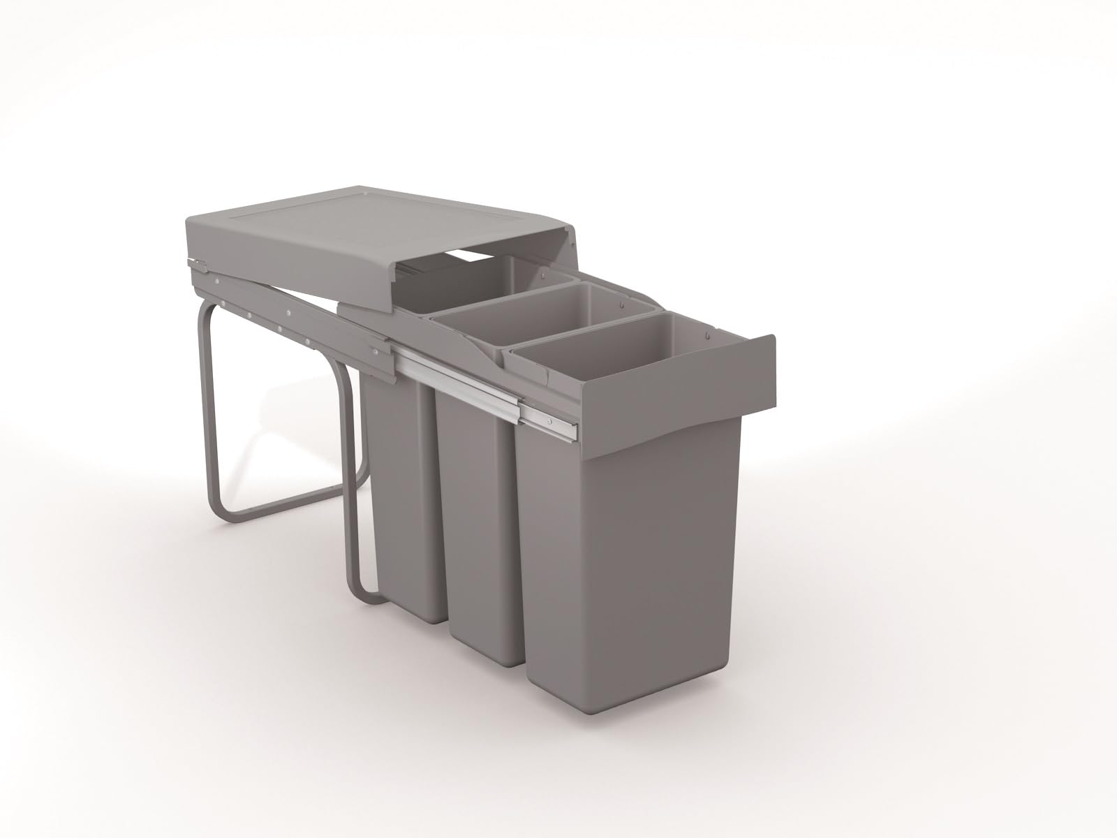 Victory Einbau-Abfallsammler Bio Trio 30 Liter in Alugrau Vollauszug Mülleimer Küche