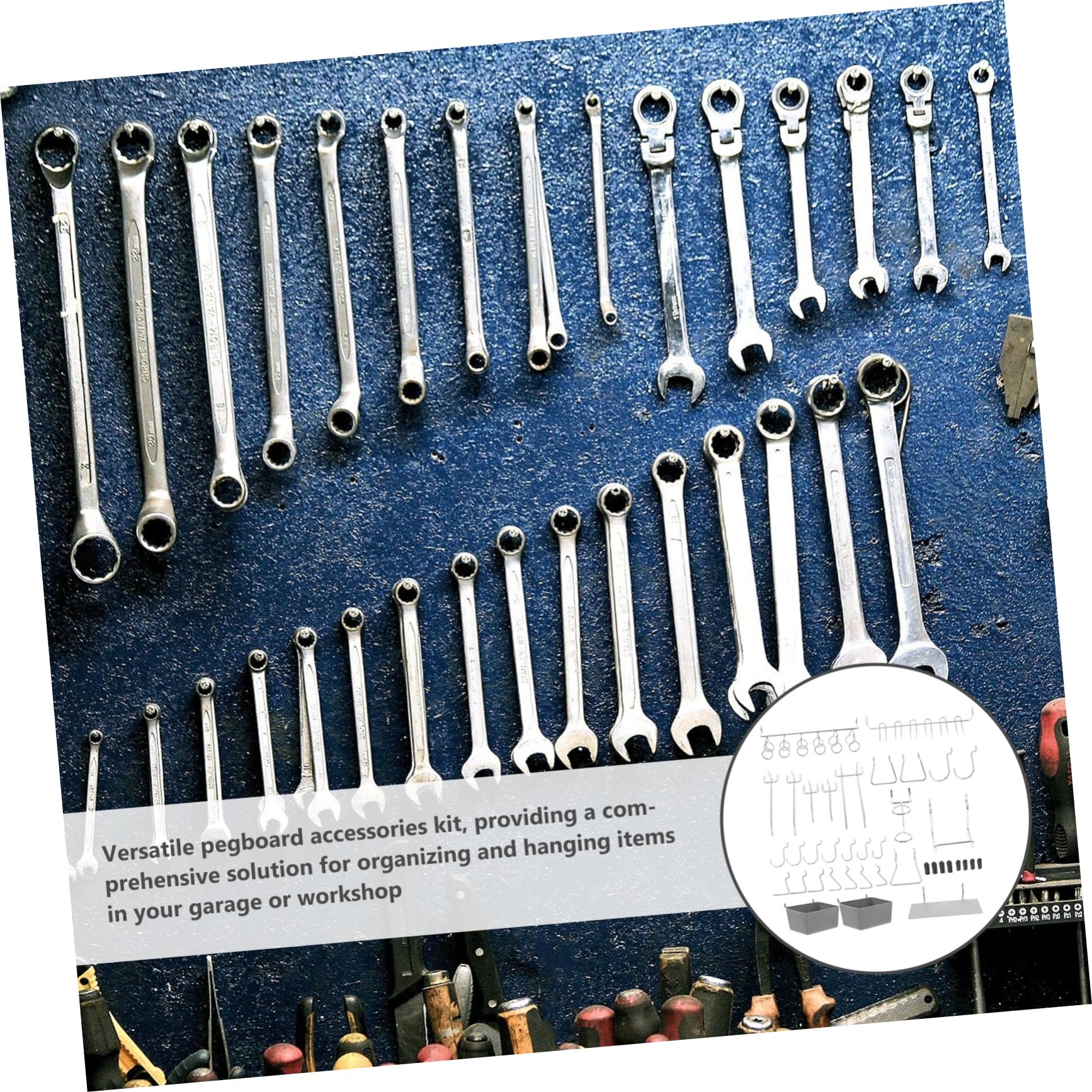 Set Ganci per Pannello Forato 140 Pezzi in Acciaio Inossidabile | Accessori Organizer per Garage e Officina, Assortimento Versatile per Sospensione Efficiente, Componenti in Gomma e Abs