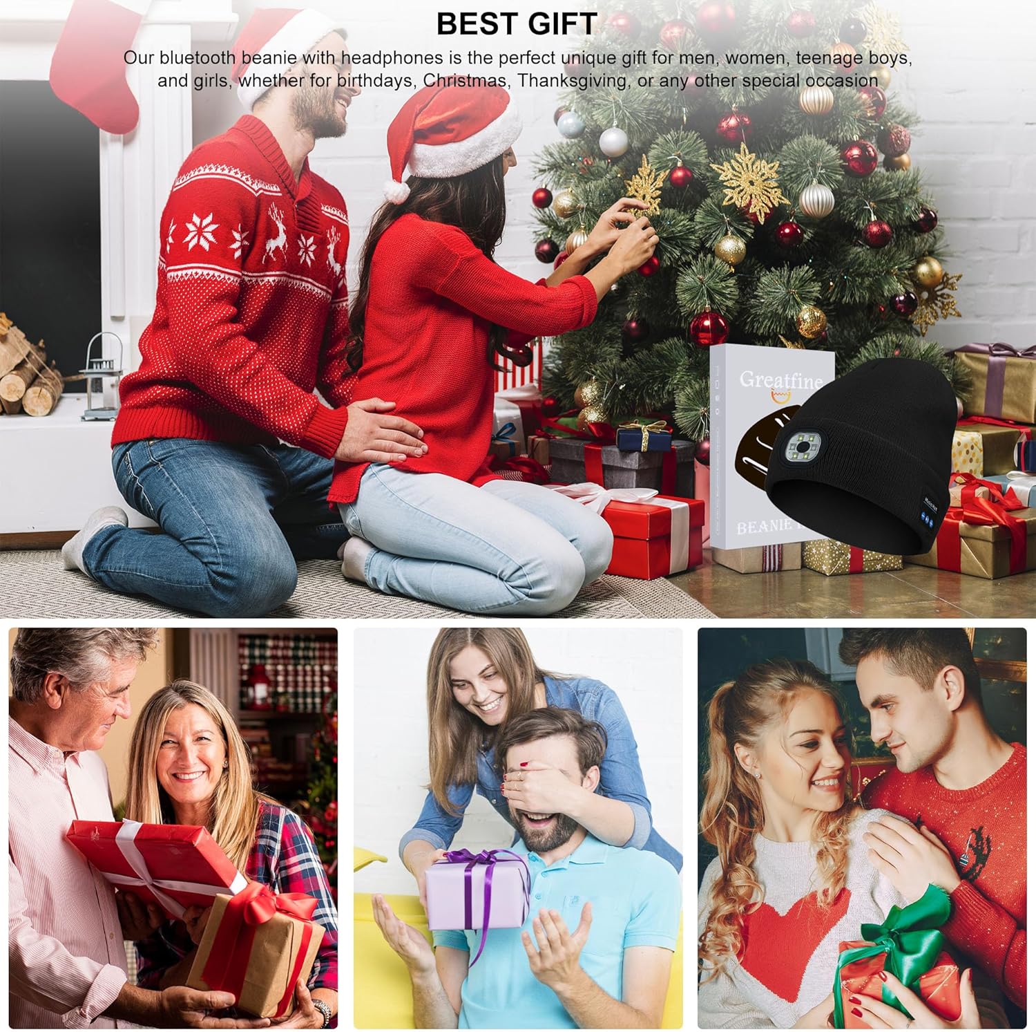 Greatfine Bluetooth Beanie with Light, Beanie Hat for Men/Women/Teens, Music Winter Hat, Stocking Stuffer, Gift Packaging - Image 5