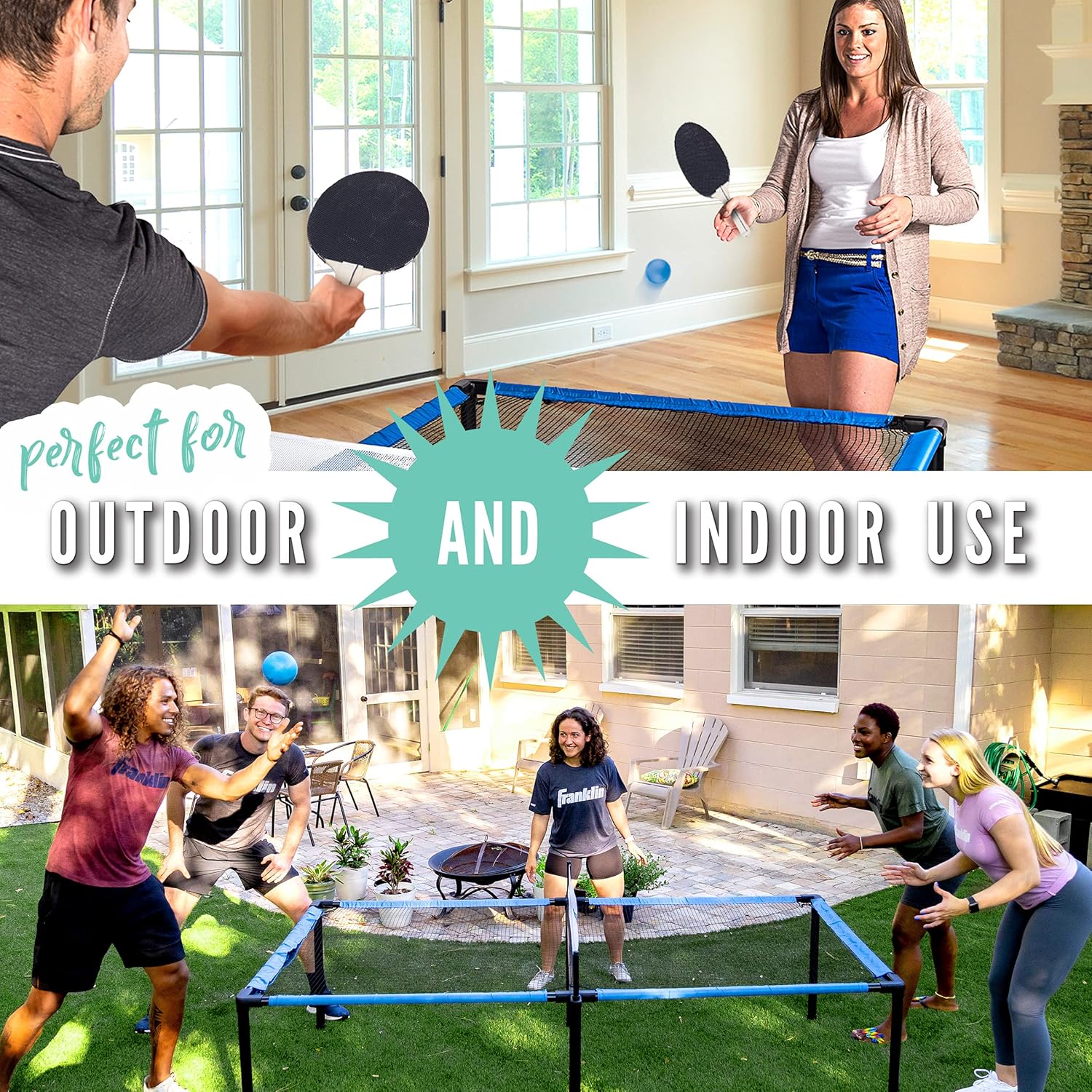 Franklin Sports Spyder Pong Tennis - Table Tennis, Volleyball and 4-Square Outdoor Game - Indoor or Outdoor Game For Kids - Includes Net, Table, Paddles and Ball : Sports & Outdoors