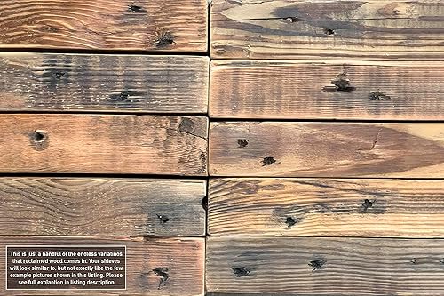 Miniatura 5 de Urban Legacy Estantes flotantes profundos de vigueta de granero recuperada, estantes profundos con soporte de estante de perfil bajo con alta