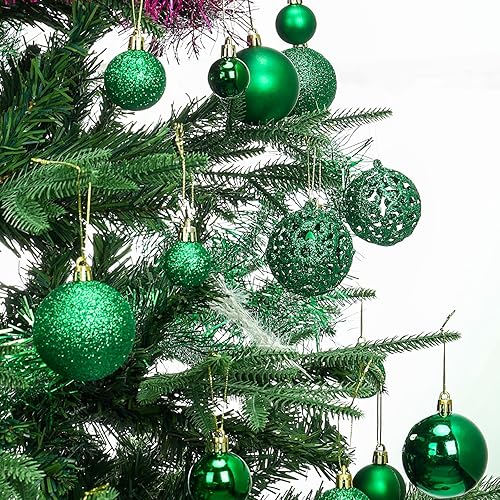 Miniatura 4 de Aitsite Juego de 100 adornos para árbol de Navidad, miniesferas inastillables para decoración de Navidad (negro)