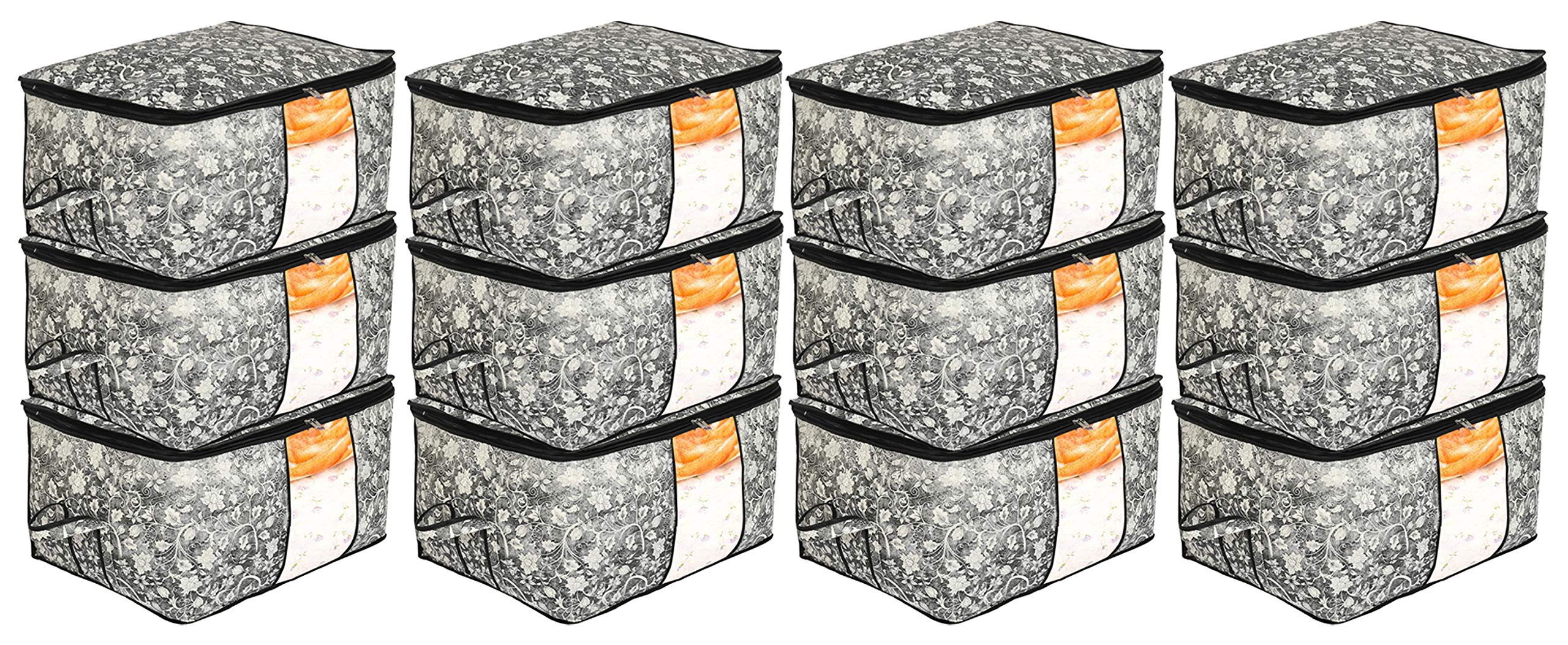 See full amazon price history chart for Kuber Industries Metalic Flower Print Foldable Clothes Storage Bag Wardrobe Organizer Non Woven Fabric for Comforters,Blankets,Bedding with Sturdy Zipper,Clear Window (Set of 12,Black)-KUBMART16612 Kuber Industries Metalic Flower Print Foldable Clothes Storage Bag Wardrobe Organizer Non Woven Fabric for Comforters,Blankets,Bedding with Sturdy Zipper,Clear Window (Set of 12,Black)-KUBMART16612 (B08VN86V9M) Amazon Price History, Amazon Price Tracker
