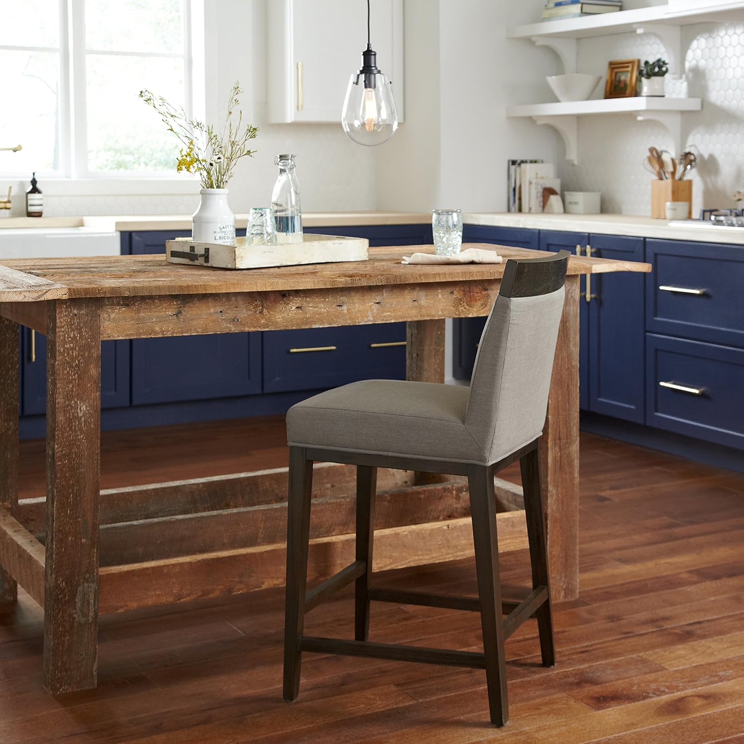 Buy 1 get 1 Amazon Brand – Stone & Beam Melissa Industrial Round Glass Single Pendant Fixture With Light Bulb - 6.75 x 6.75 Inches, 14.5 - 62.5 Inch Cord, Black