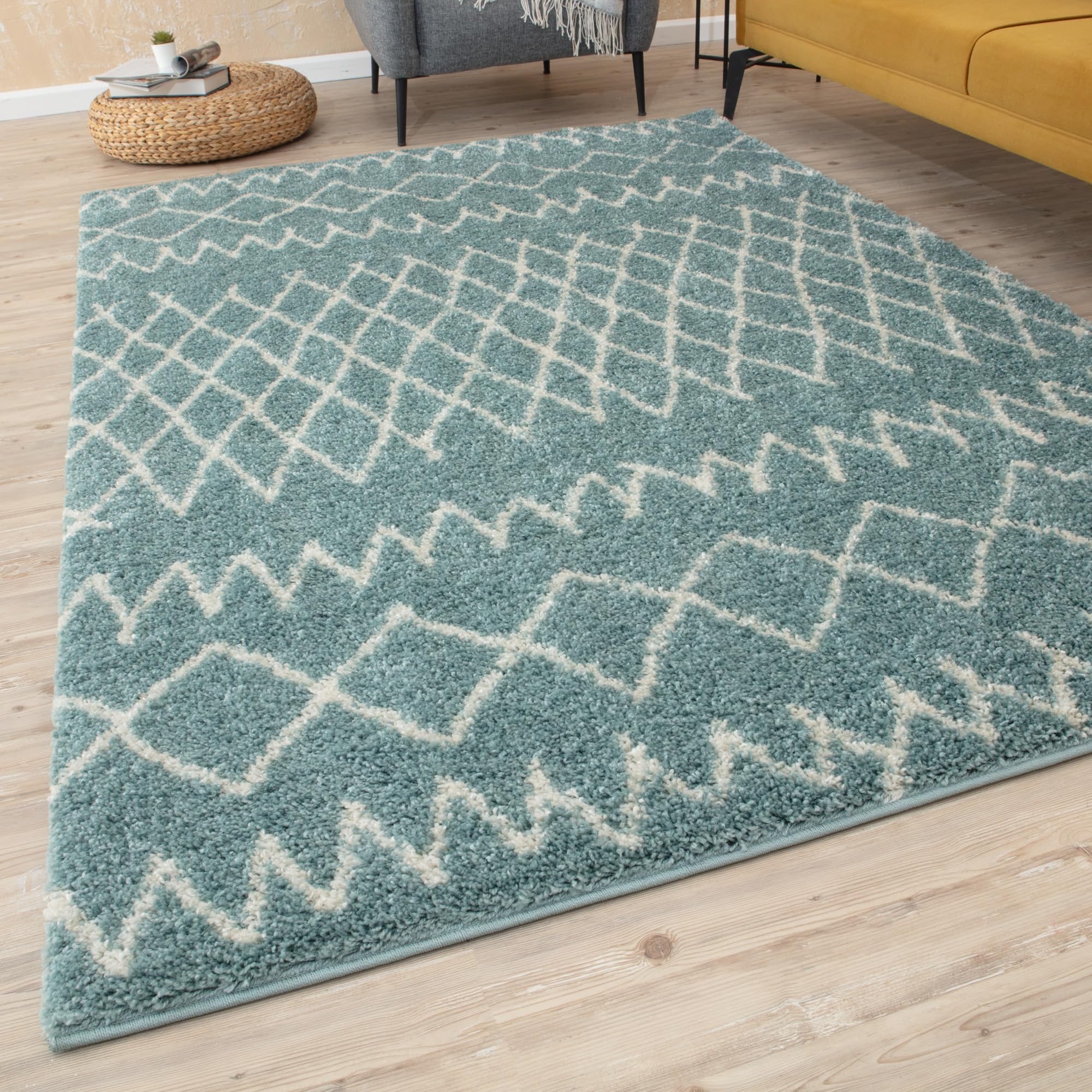 The Rugs Unisex Duck Egg Blue Soft Tangier Shaggy Rugs & Runners Living Room | Size: 80Cm X 150Cm