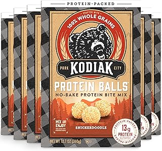 Kodiak Cakes Oatmeal Protein Ball Mix, Snickerdoodle, High Protein, 100% Whole Grains, (Pack of 6)