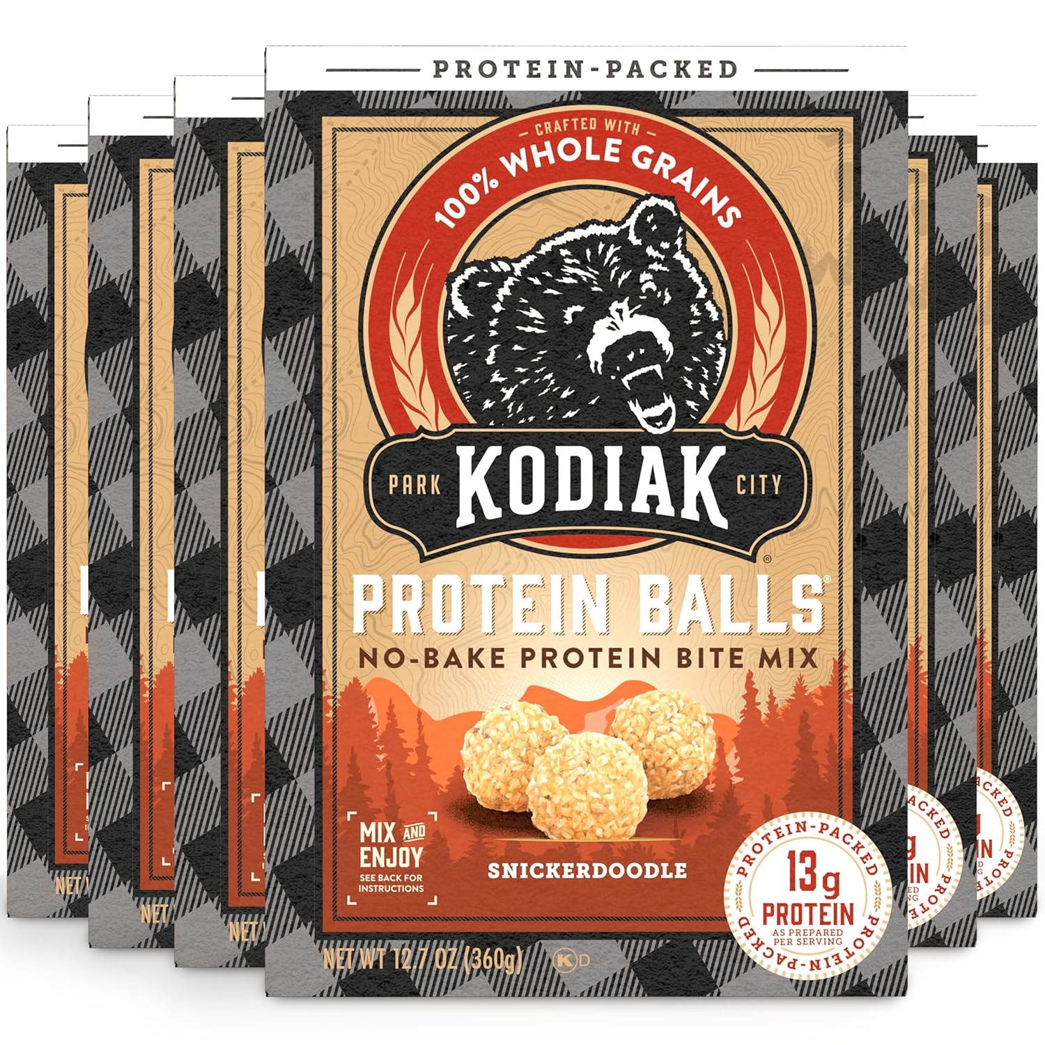 Kodiak Cakes Oatmeal Protein Ball Mix, Snickerdoodle, High Protein, 100% Whole Grains, (Pack of 6)