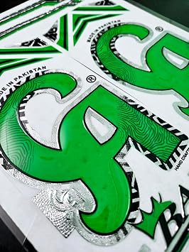 AYN Cricket Bat Sticker 3D Embossed English Willow Fiber Tape Sports Accessories Protection, CA Babar Azam Green