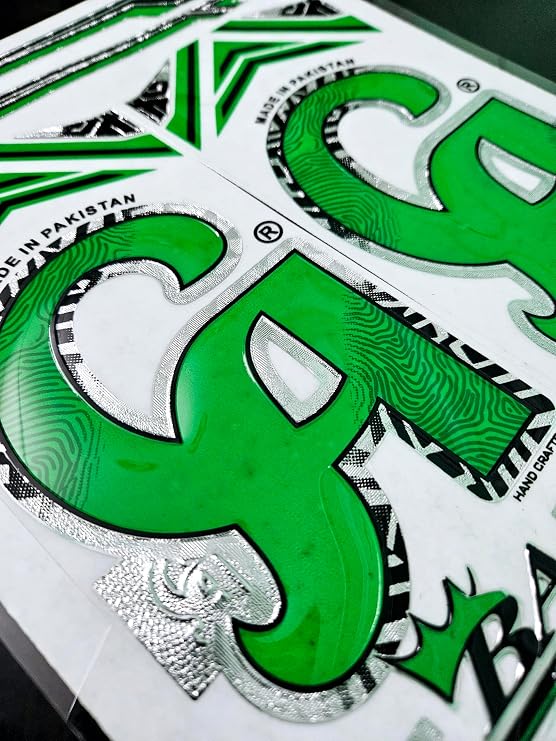 AYN Cricket Bat Sticker 3D Embossed English Willow Fiber Tape Sports Accessories Protection, CA Babar Azam Green