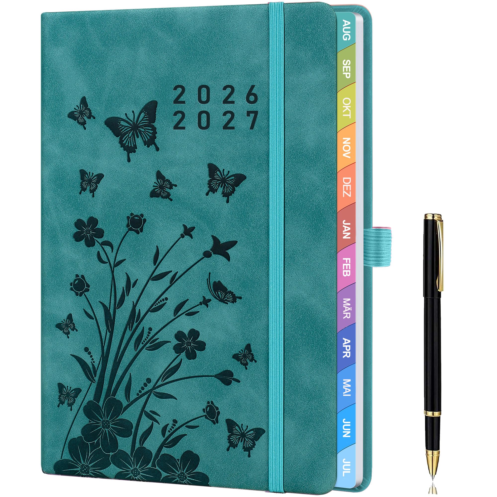 Lehrerkalender 2026–2027 A5+ (22 x 16,5 cm), Lehrerplaner & Schuljahresplaner, Unterrichtsplaner mit Monats- & Wochenansicht, Notenlisten, Klassenorganisation, Hardcover mit Stiftschlaufe – Petrol
