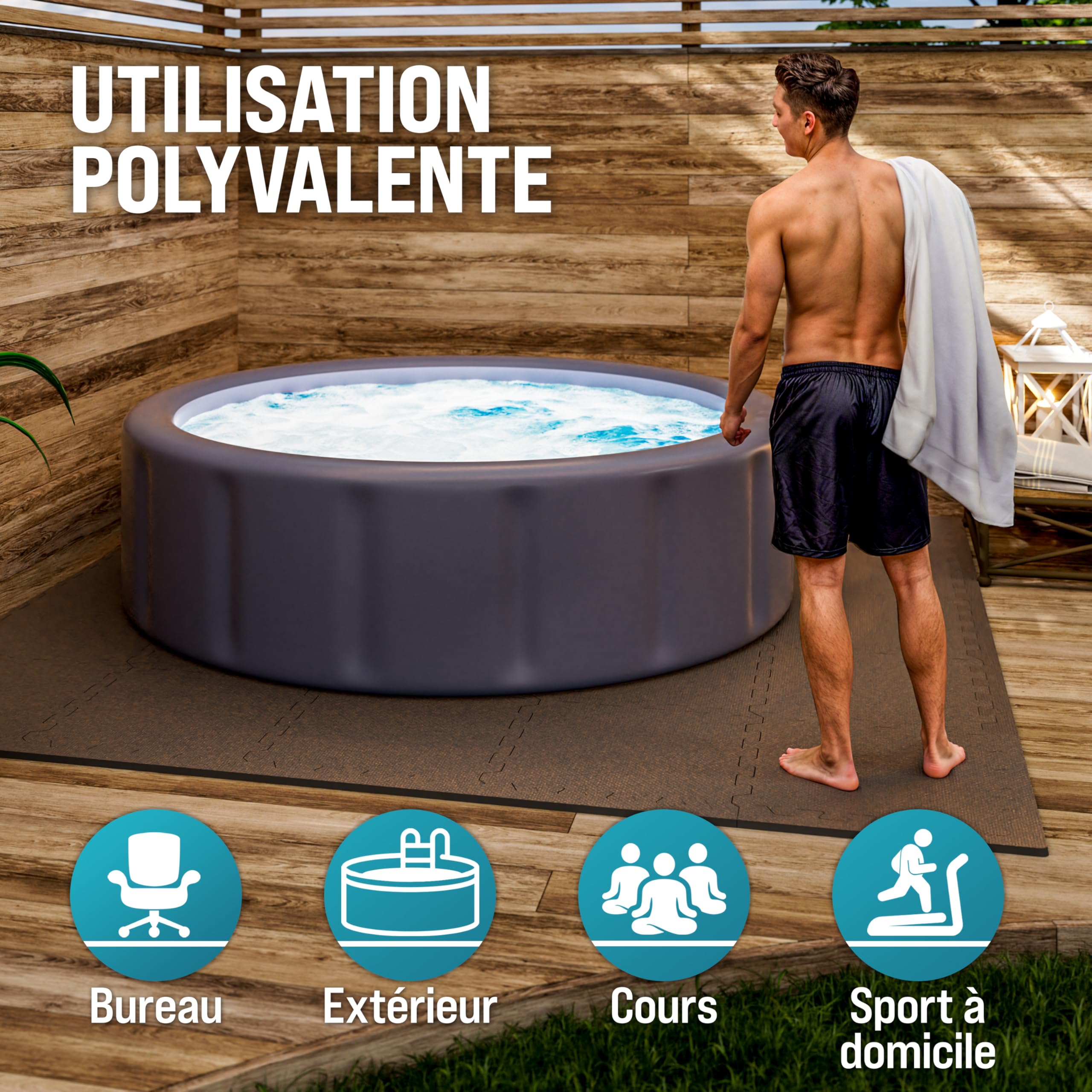 MONZANA® Tapis de Protection de Sol Gris 31x31 cm Mousse EVA 36 pièces Dalles de Protection Sport Piscine Jeu Enfant