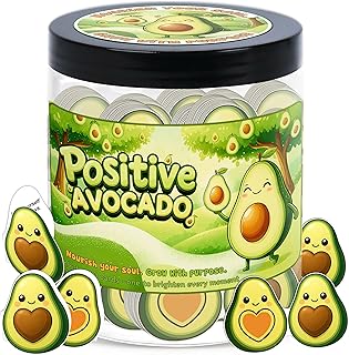 Positive Avocado Jar - 60 Affirmation Cards, Emotional Support Avocado, Avocado Gifts, Avocado Gifts for Women, Inspirational & Mental Health Gifts, Good Luck Gifts For Teens, Women, Friends