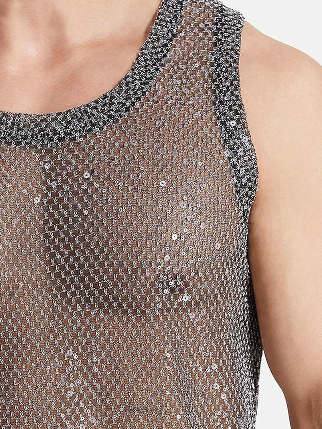 Freebily Men Mesh Dance Vest Sleeveless Rave Party Top Music Concert Athlecamisole for Casual Night Out