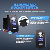 Vista 2 de MicTuning MIC-LSK1 Interruptor de luces con símbolo de zombie, con encendido y apagado, luces ledes, 20A, 12V, azul