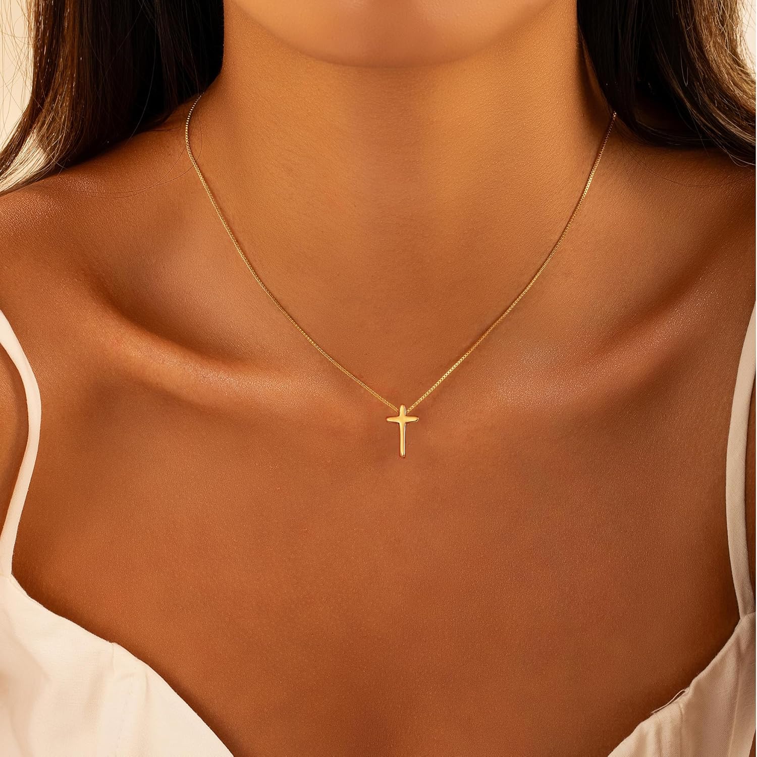 Cross Necklace for Women Non Tarnish - Dainty 14K Gold/Silver Plated Cross Infinity Pendant Charm Necklaces Simple Religious Jewelry - Image 2
