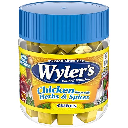 Wyler's Cubos de caldo instantáneo de pollo con hierbas y especias (frascos de 3.25 onzas, paquete de 8)