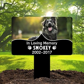 Personalized Memorial Picture of Pet Markers for Graves Dogs Sign, Dog Burial Markers Metal Stake, Picture Dog Tombstones for Graves Outdoor, Pet Animal Grave Markers Memorial Plaques