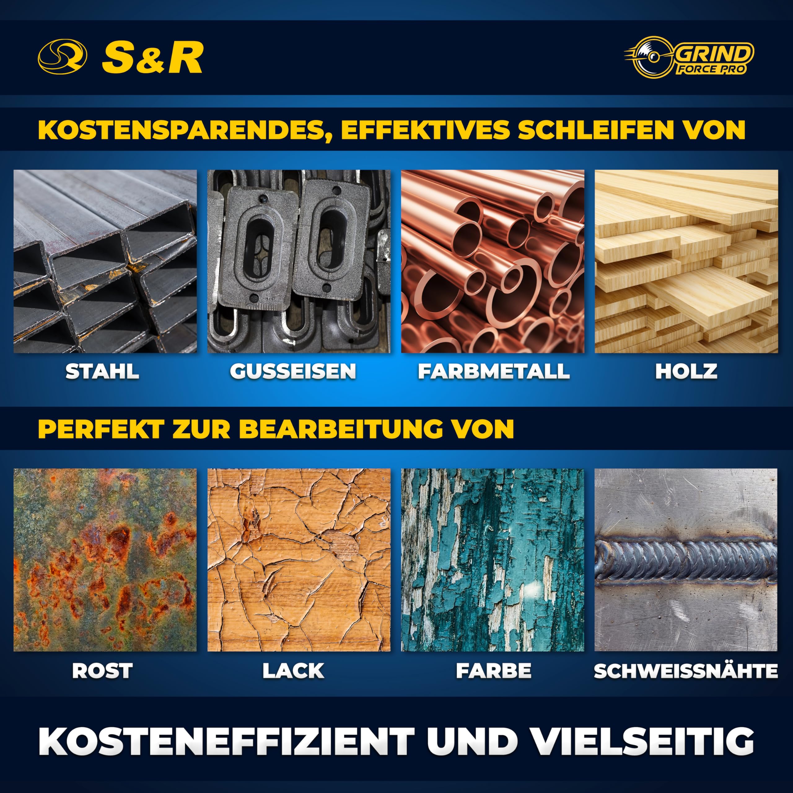 S&R Fächerschleifer Set 20 St., 115 x 22,23 mm, PRO ALUMINIUM OXID, T29, Fächerschleifscheiben, Lamellenschleifer, Schruppscheiben für Holz und Metall, je 5x Körnung P40/60/80/120