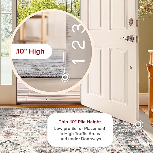 Miniatura 10 de nuLOOM EMI - Alfombra tradicional resistente a las manchas, lavable a máquina, 9 x 12 pies, color azul multicolor