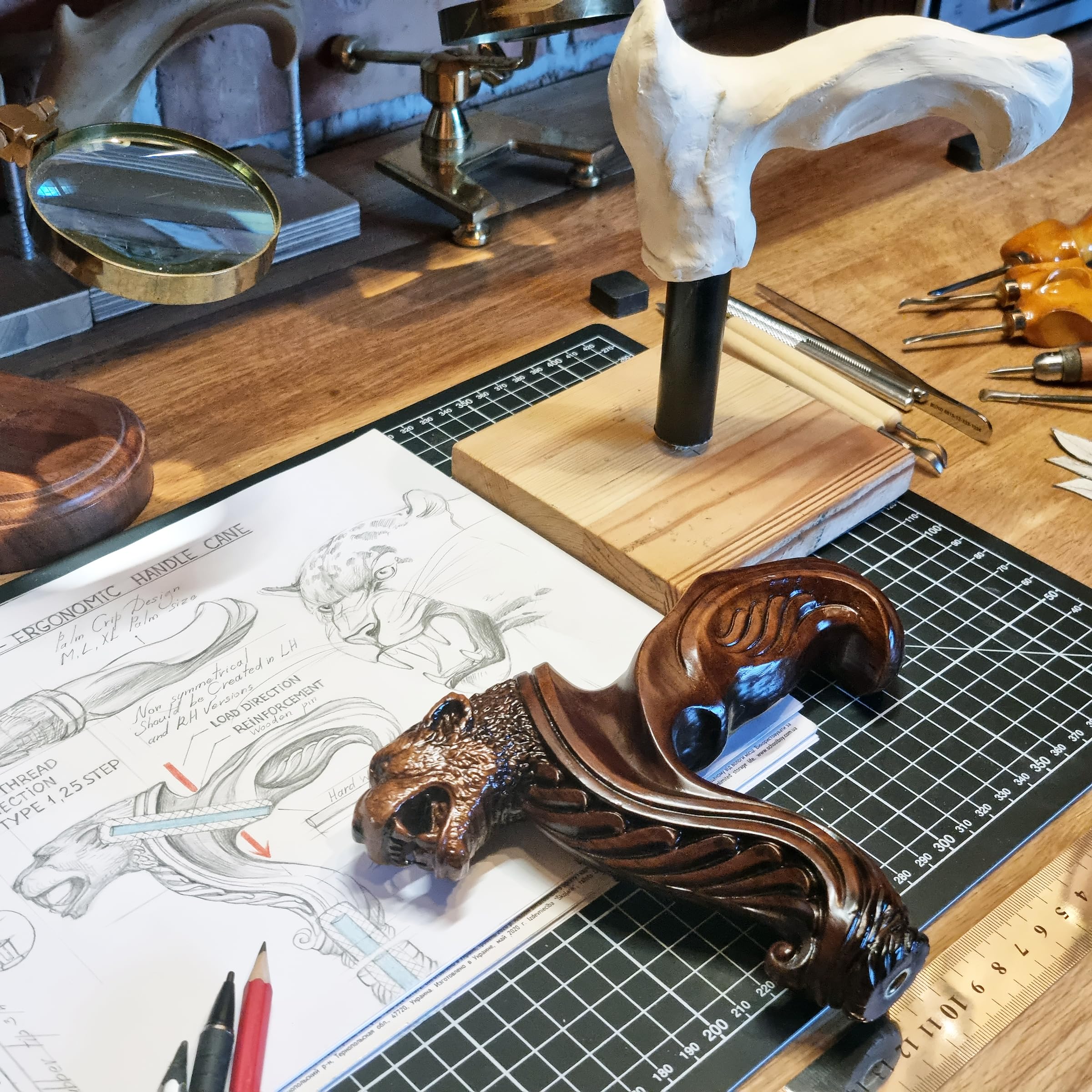 Amazon.co.jp: GC-Artis ジャガーヘッド木製杖 - 手作り、人間工学的