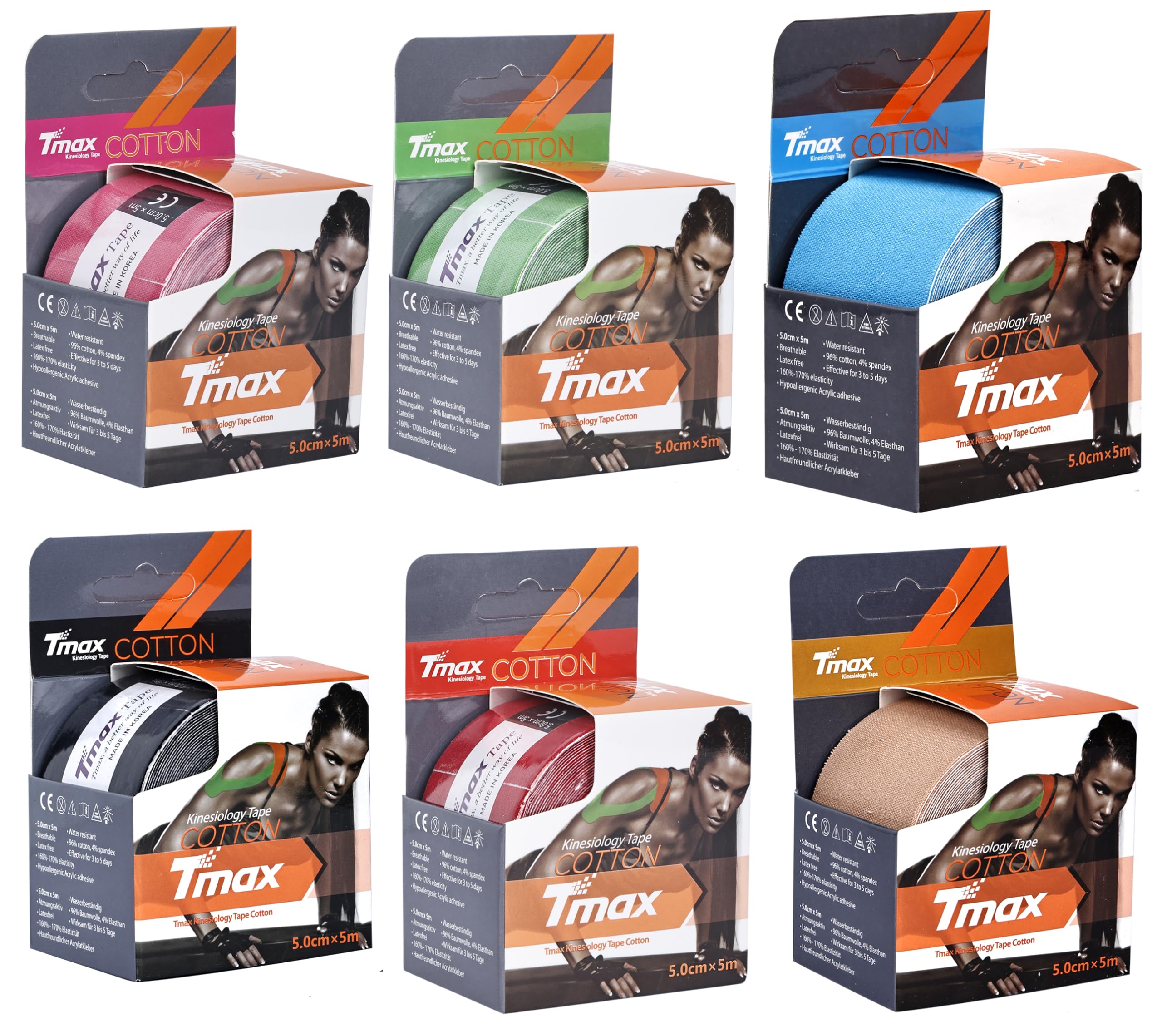 Tmax Waterproof Kinesiology Tape | Athletic Sports Tape for Injury, Muscle Support, Pain Relief, Joint Support and Physiotherapy (5 m * 5 cm) Pack Of 6 (B0CR94HS3C) Amazon Price History, Amazon Price Tracker