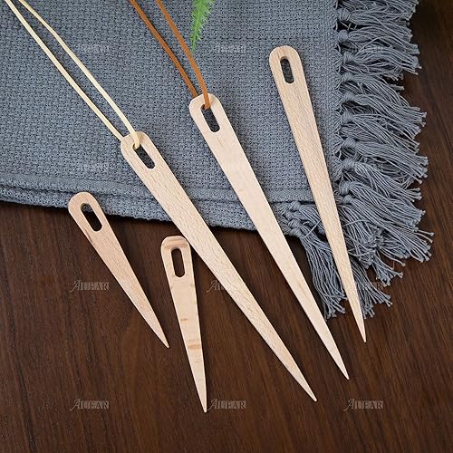 Miniatura 6 de AUEAR, Paquete de 5 agujas de ganchillo para tejer de madera, telar de mano, tapiz de costura, herramientas de manualidades
