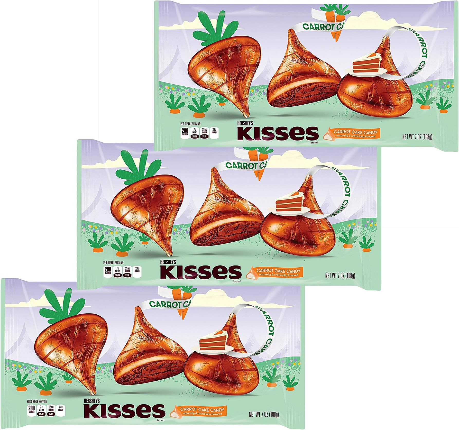 KISSES Chocolates - Carrot Cake Milk Chocolate Multi Pack - Bulk Easter Assortment - 9 Oz Ounce Bag Holiday Easter Candy For Home Office Work School - 3 Pack (Carrot Cake)
