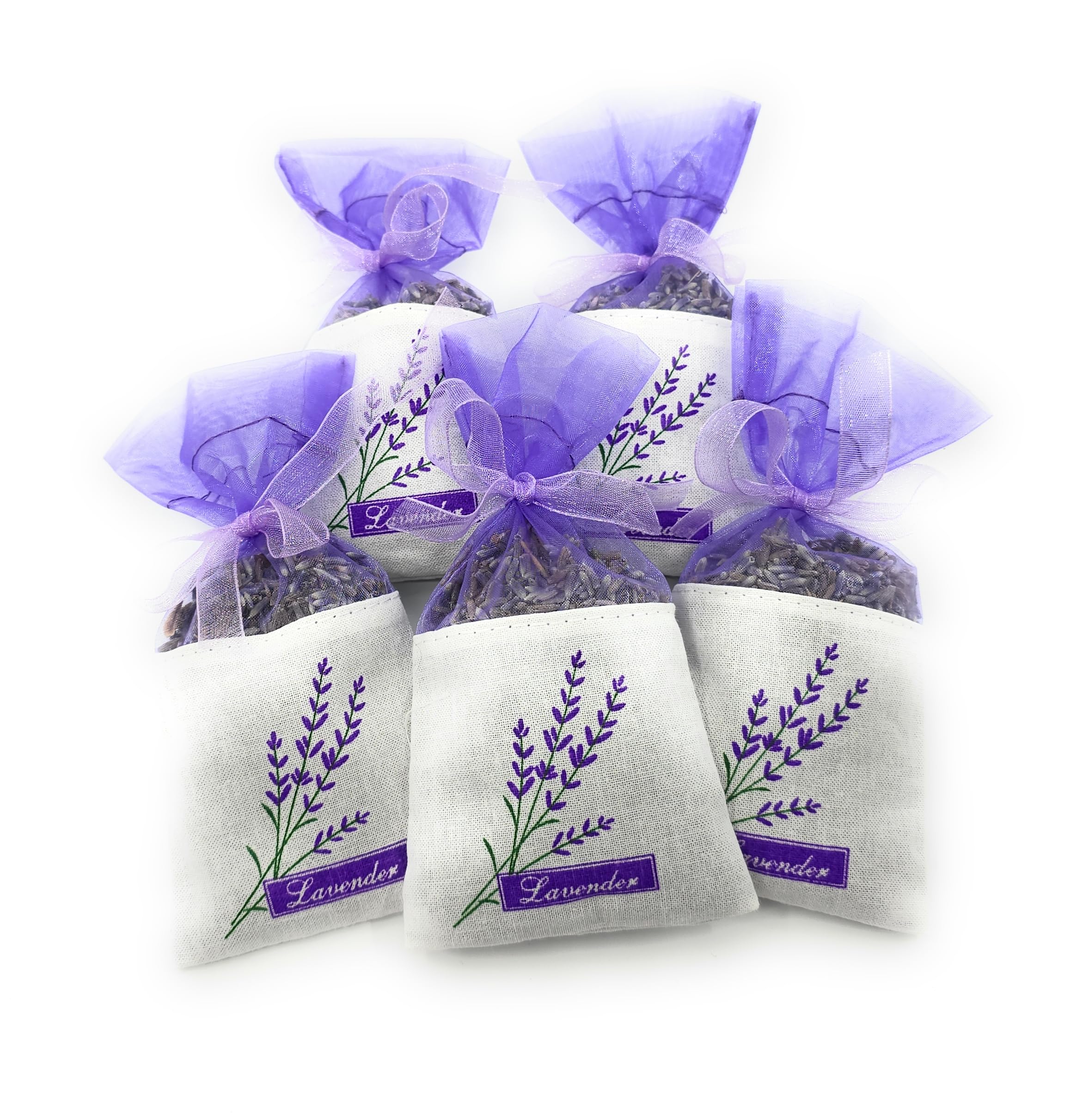 Lavender filled Organza & Linen Pouch/Bag (5, Light Purple)