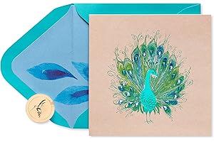 Papyrus Blank Card (Elegant Peacock)