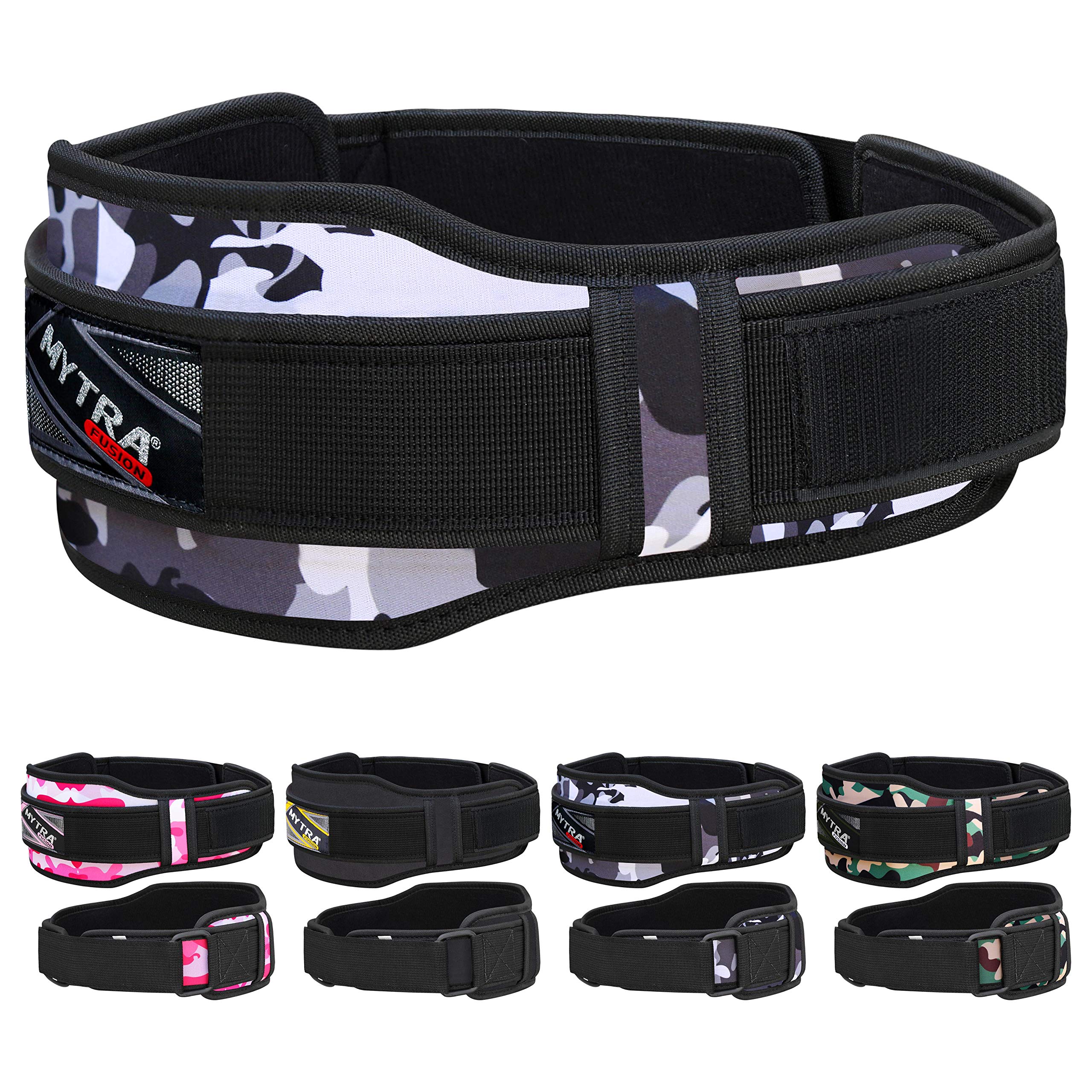 Mytra Fusion Unisex Gym Belt Fitness Belt for Exercise, Weightlifting, Powerlifting, Back Support Neoprene Belt (Camo Grey, Medium)