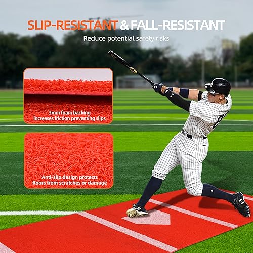 Miniatura 6 de Portable Foldable Baseball Hitting Mat - Tear-Resistant Training Tee Mat for Baseball Softball Tee DrillHeavy Batting Mat for IndoorOutdoor Use12' x