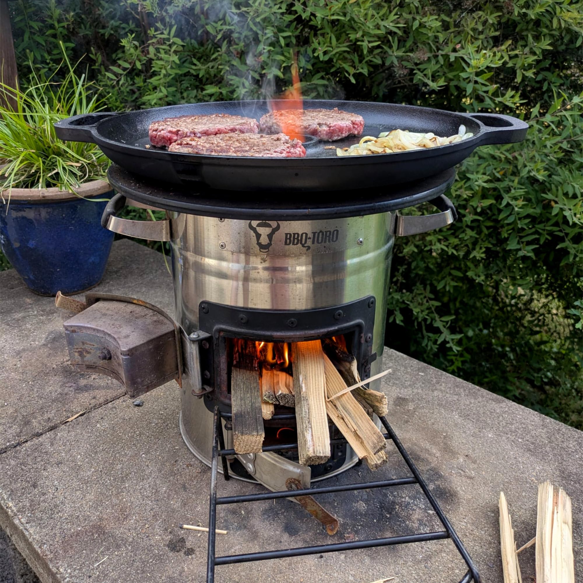 BBQ-Toro Gietijzeren grill, rond, diameter 35 cm, met 3 poten, voor Dutch Oven, grillaccessoires, pannenhouder, vuurrooster