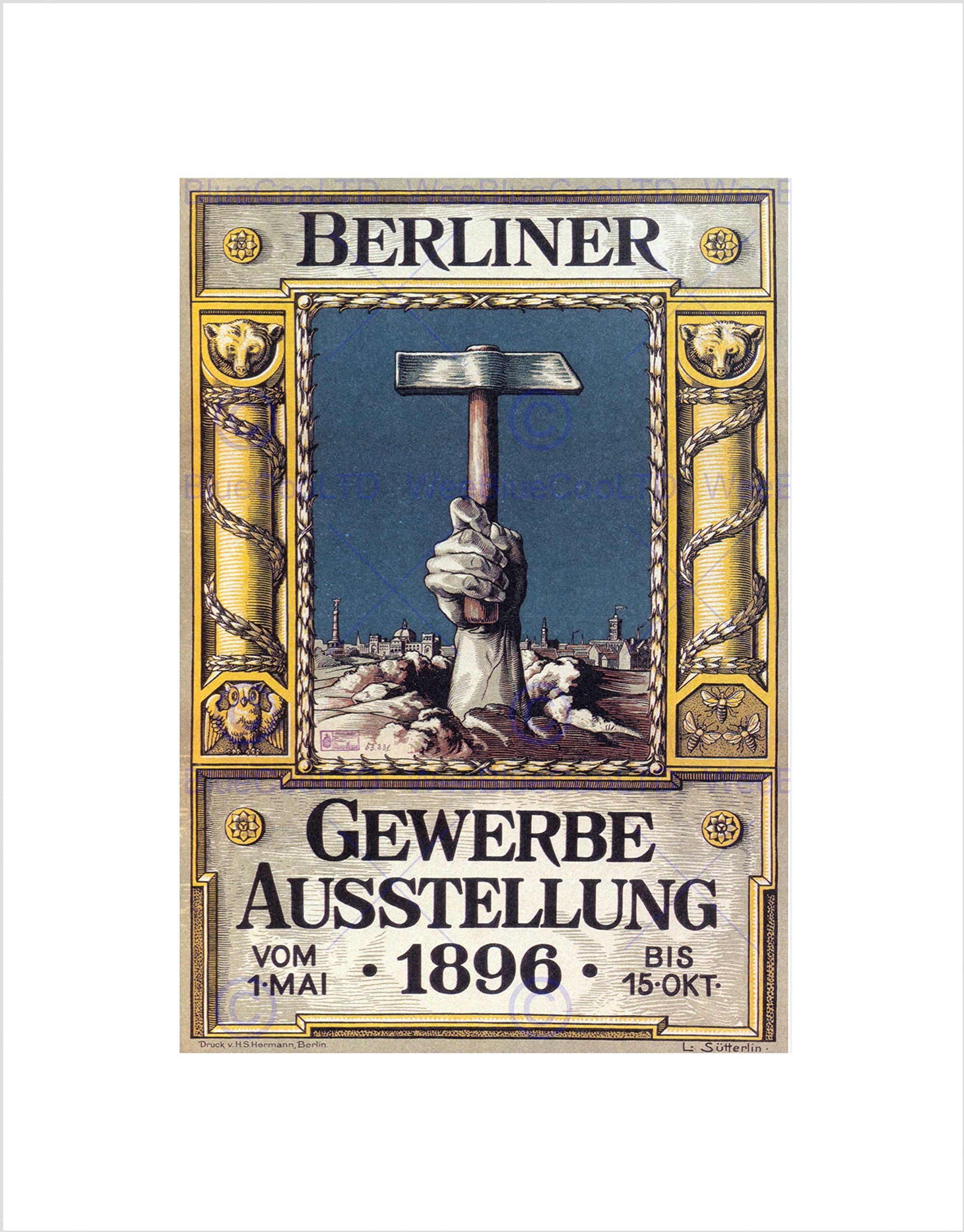 Wee Blue CooExhibition Trade Berlin Germany Vintage Advert Retro Wall Art Print