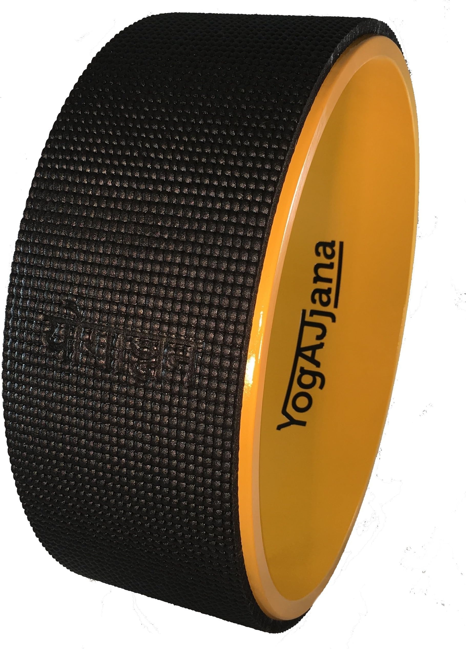 YogAJjana 12" Yellow Yoga Wheel with Black Mat