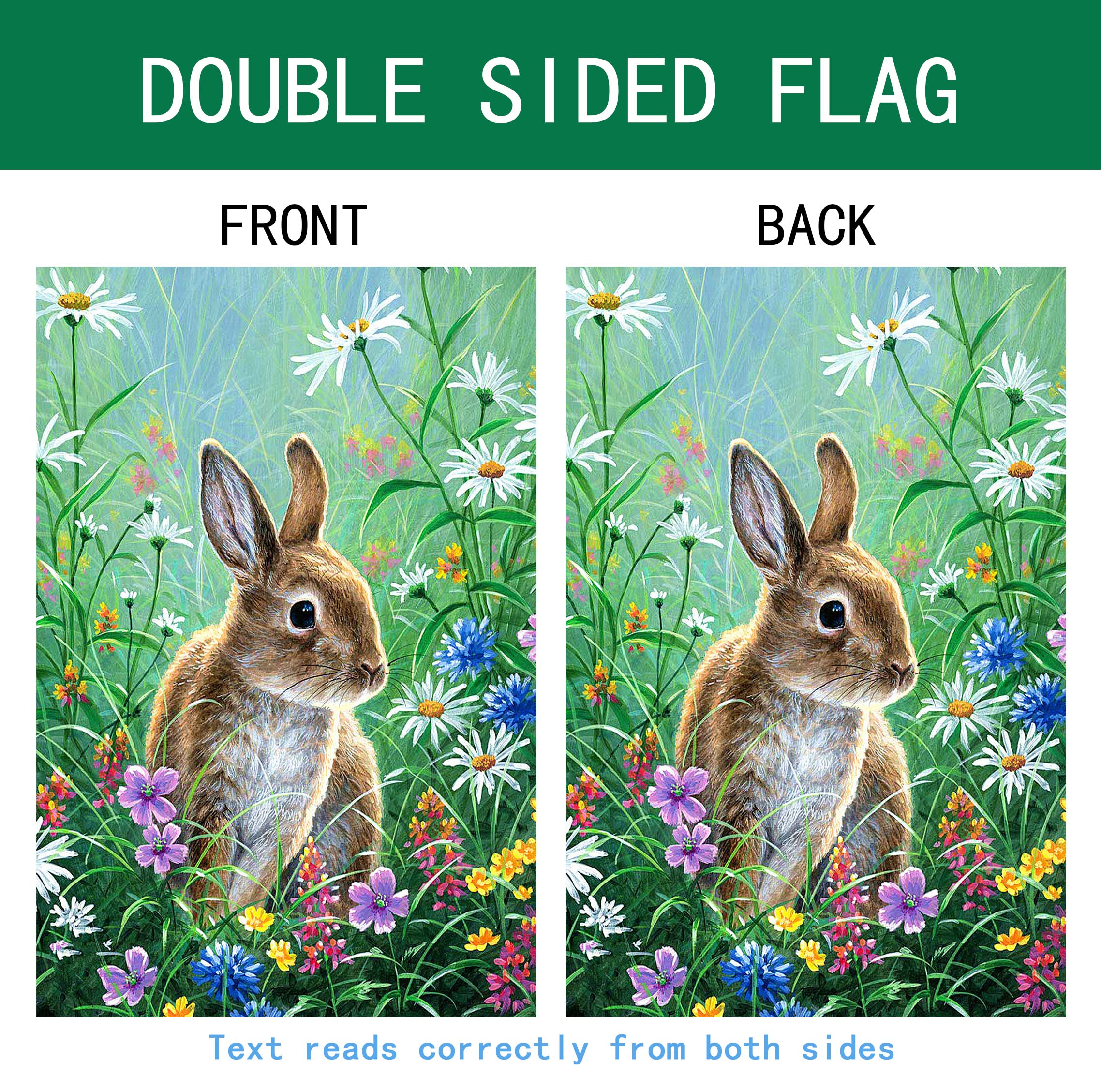 BEZKS Drapeau De Jardin De Pâques, Meilleur Choix De 30,5 X 45,7 Cm, Drapeau De Cour En Toile De Jute Avec œufs De Lapin, Tulipes Et Fleurs, Petit Panneau Vertical De Ferme