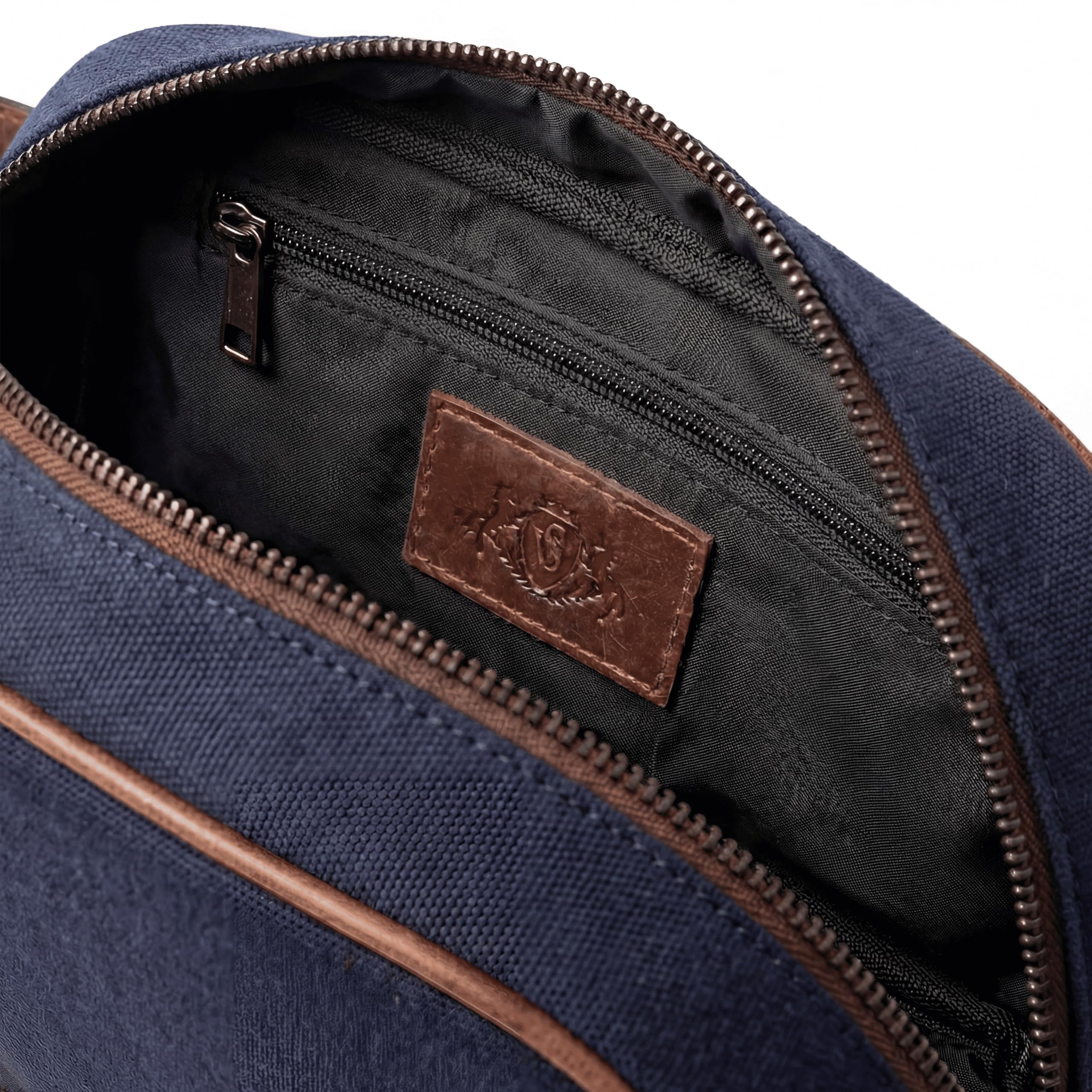 SID & VAIN® borsa toiletry vera pelle CARTER borsetta necessaire Toilette pochette beauty case da Viaggio uomo donna blu prodotto artigianale