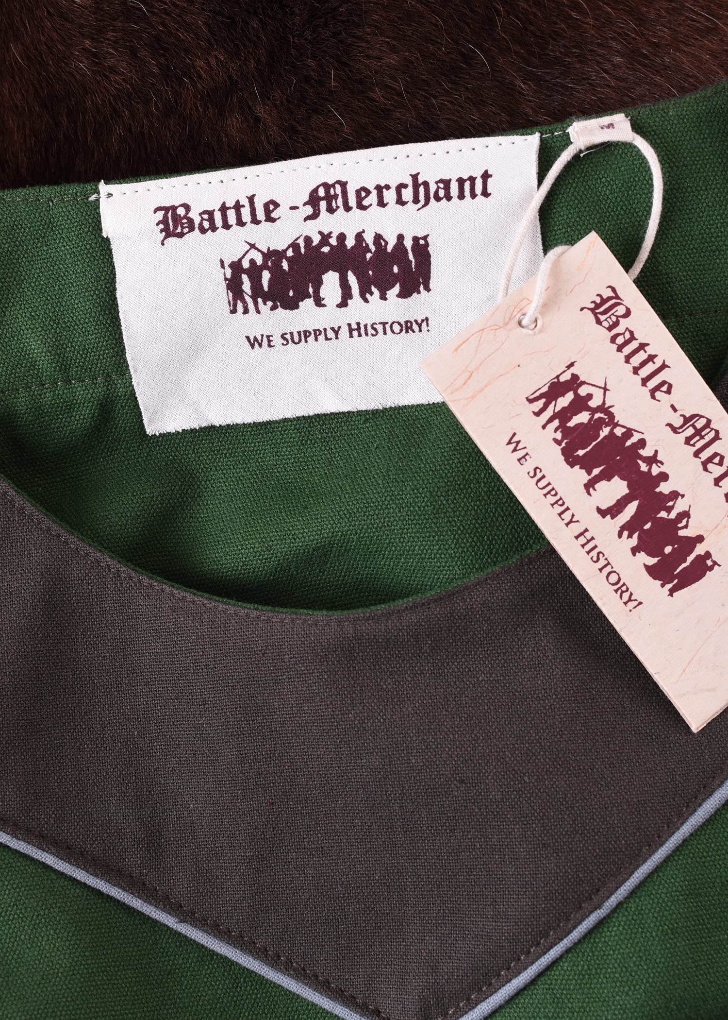 Battle-Merchant Średniowieczna sukienka damska Gesine długi | kostium Wikingów LARP | z wszytymi kieszeniami | bawełna Canvas, zielony, S
