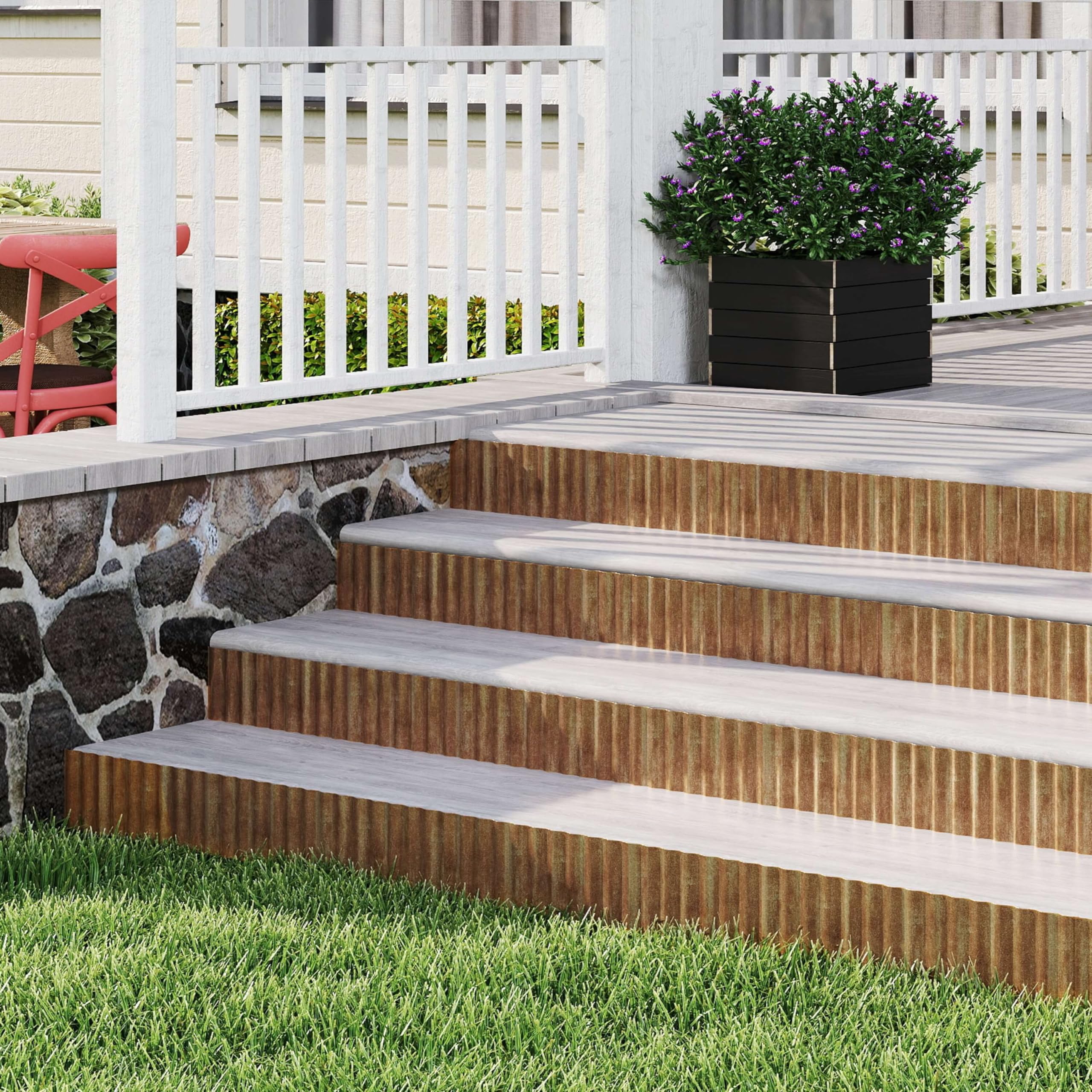 Cortenstahl Rasenkante Metall-Beeteinfassung for Garten - 30x1200cm Gewellte Beetumrandung zur DIY-Rasen, Blumenbeet und Landschaftsgestaltung (Echter Rost)