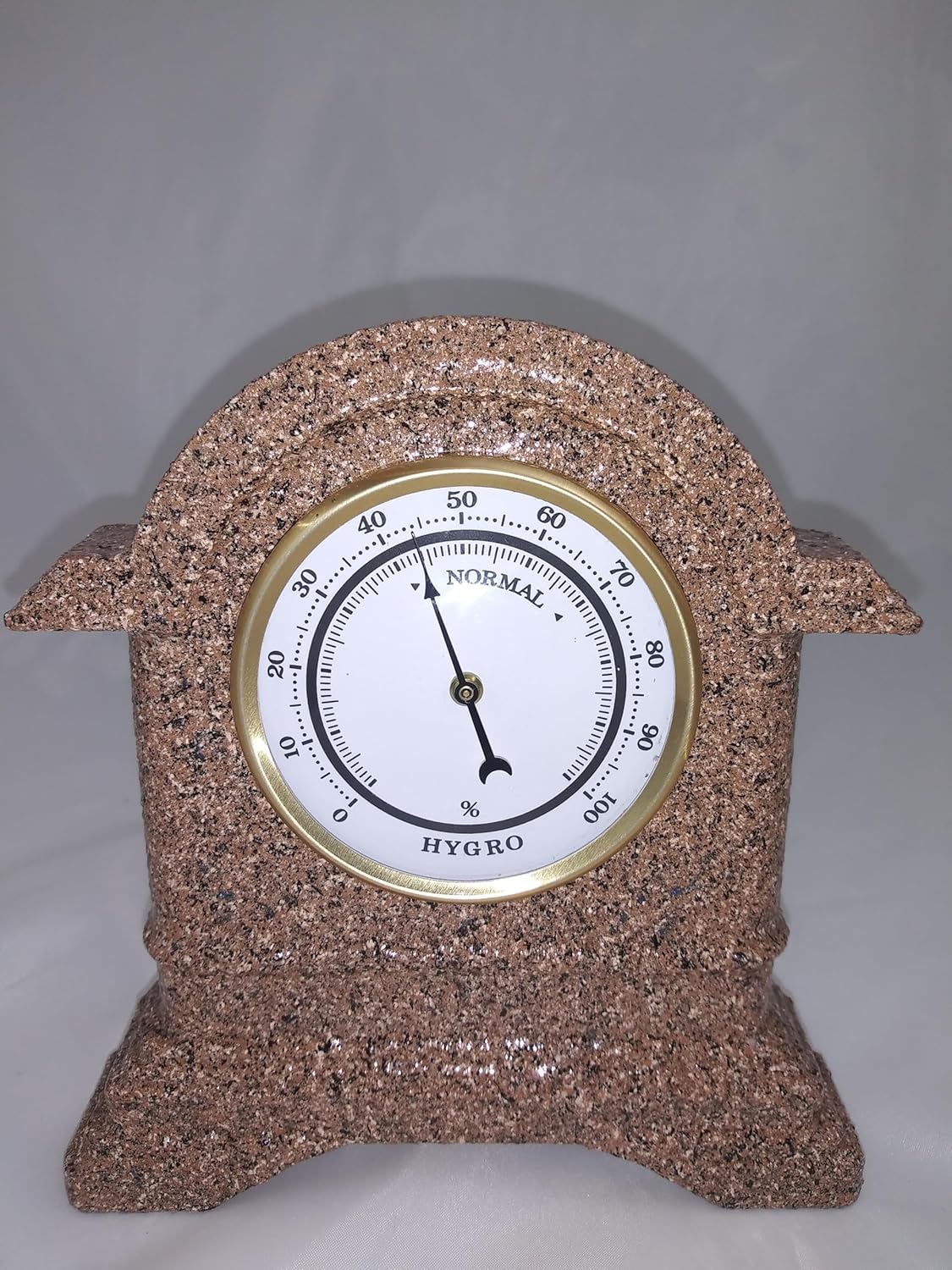 Generic 2 3/4"" White Hygrometer Insert in an Authentic 6"" X 5"" Mantle Shaped Textured Formula Provides Unique Stone Appearance
