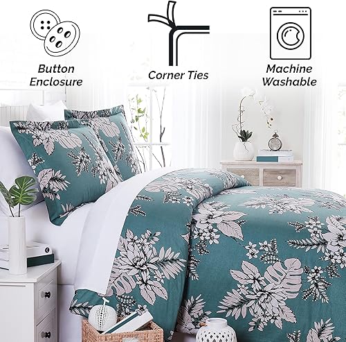 Miniatura 49 de Southshore Fine Living, Inc. Juego de funda de edredón de satén de algodón de fibra larga de 300 hilos, tamaño matrimonial/queen, azul ballard 07