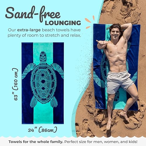 Miniatura 9 de Nova Blue Tropical Fish - Toalla de playa (34 x 63)  Toalla de playa plegable de color rojo brillante y azul hecha de 100% algodón  Toalla de baño