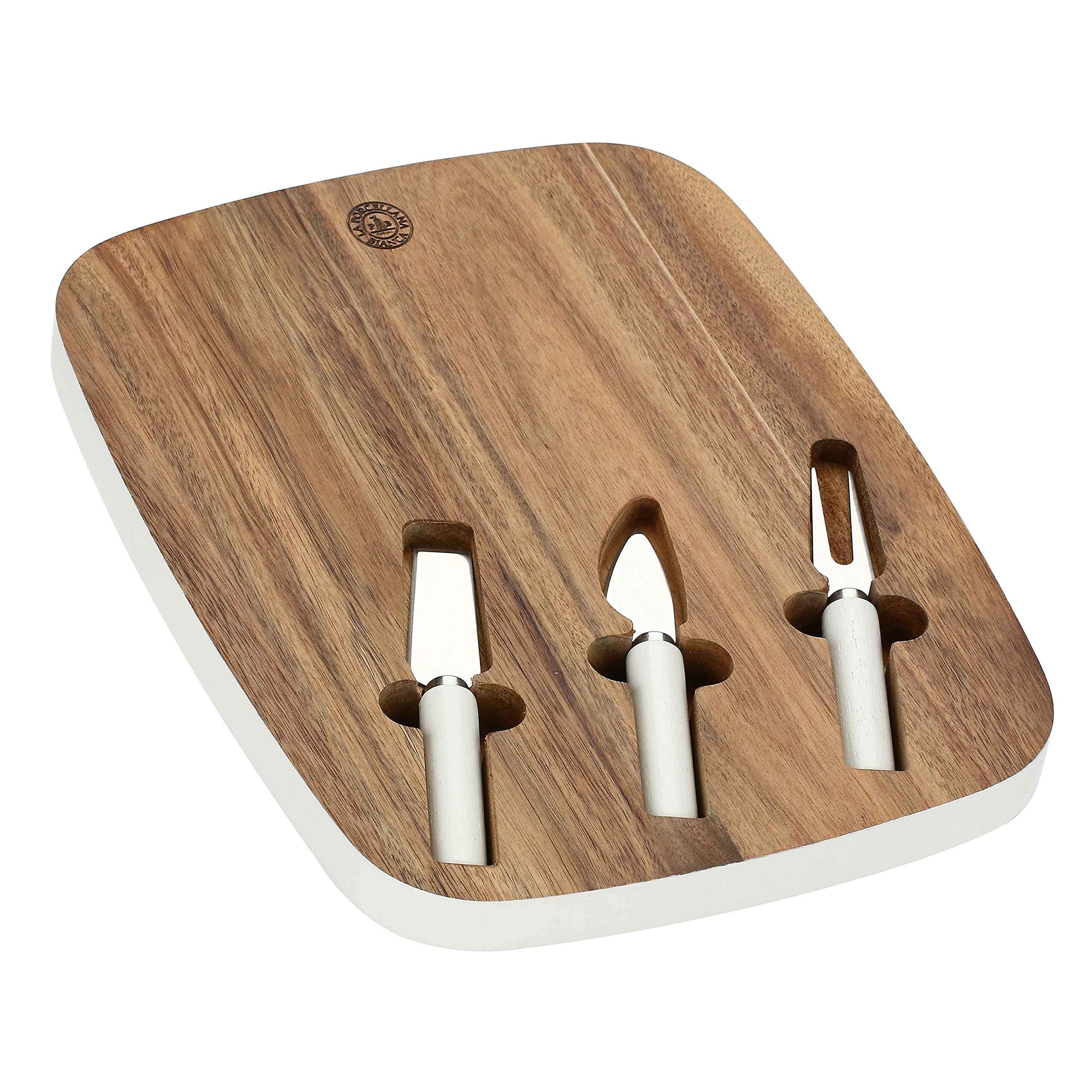 La Porcellana Bianca - Tagliere Formaggi con coltelli 35,6x27,9x2,5 cm Libeccio