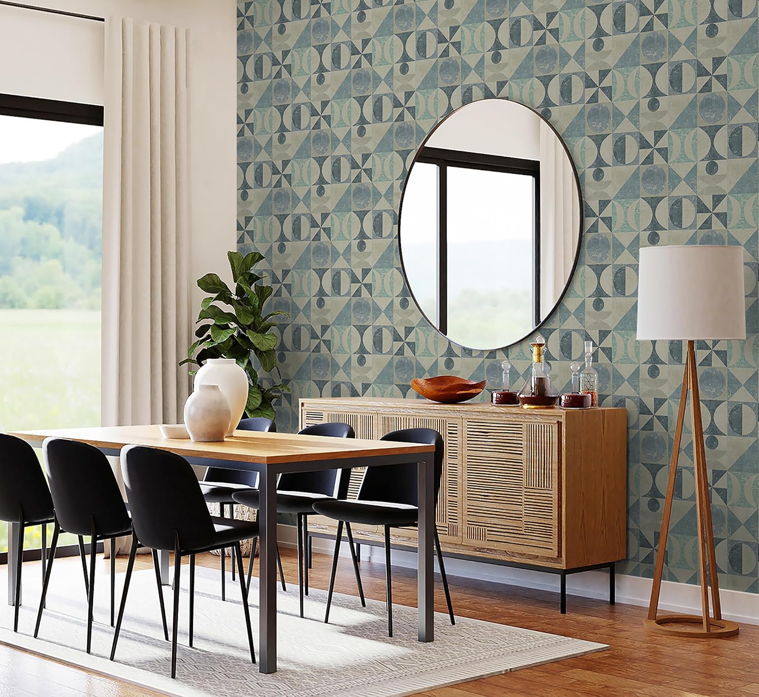 Surface Style Take Form Geometric Peel and Stick Wallpaper, (Chambray Blue)