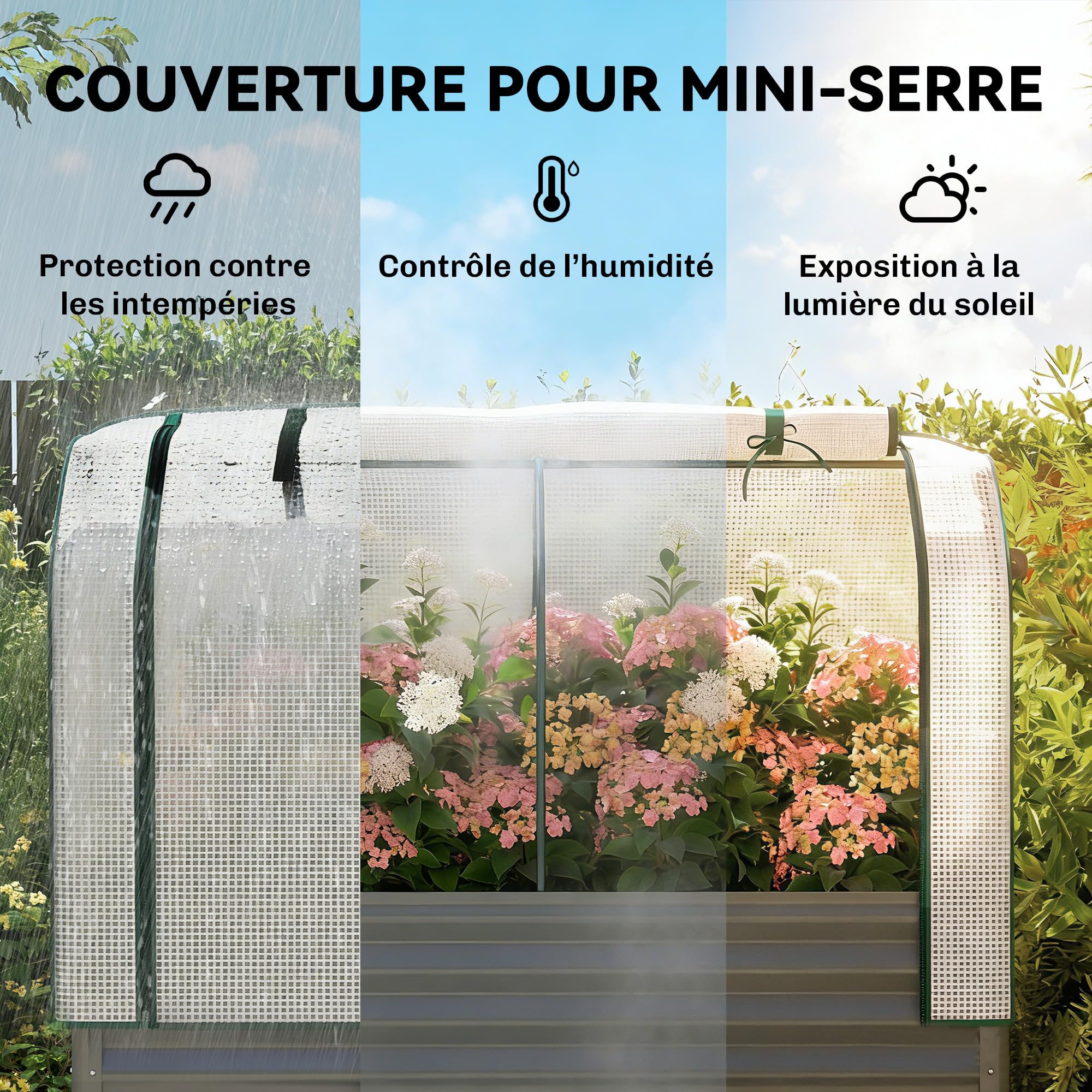 Outsunny Potager sur Pieds Surélevé Bâche en PE 120x55x140cm Gris Foncé