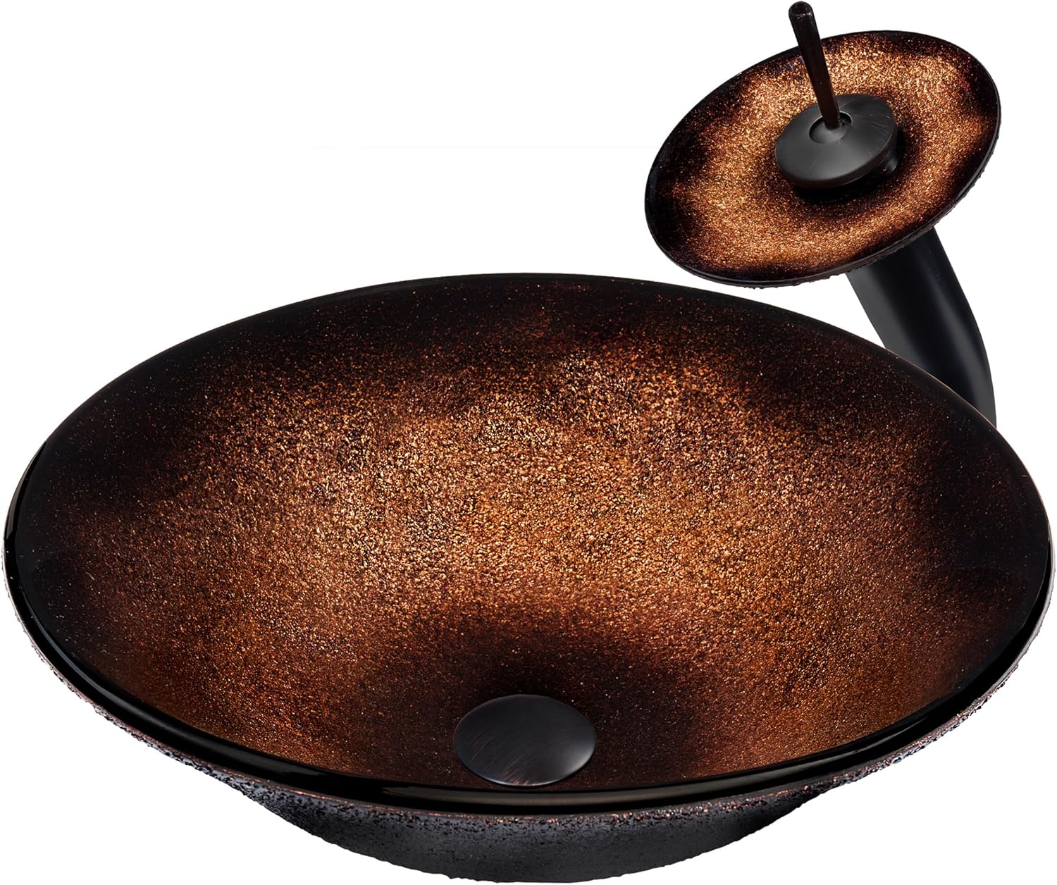 Novatto SANGUINELLO Glass Vessel Bathroom Sink Set, Oil Rubbed Bronze