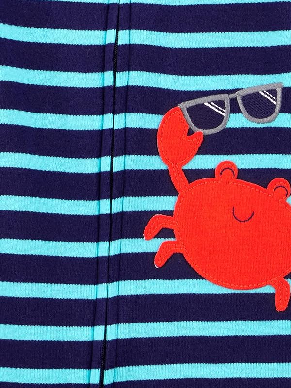 Simple Joys by Carter's Baby 3-pack Snug-fit Footless Cotton Pajamas, Crab/Sea Creatures/Cars, 18 Months by Simple Joys by Carter's - Image 2