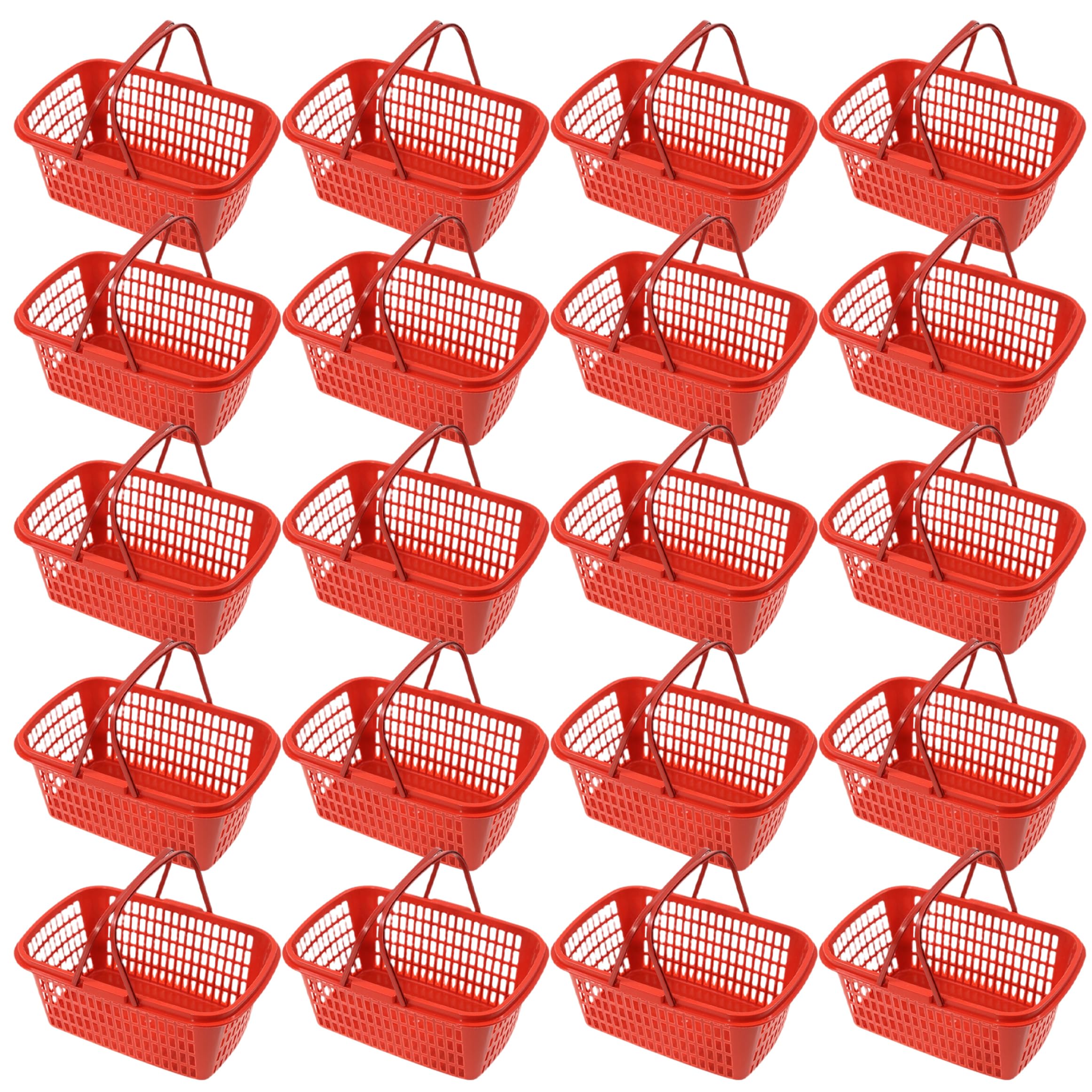 AwnsIMfreien 20PCS Berry Baskets Hollow-out Strawberry Baskets With Hidden Portable Handle, Ventilated Produce Basket For Garden Harvest & Grocery Shopping - Red, Strawberry