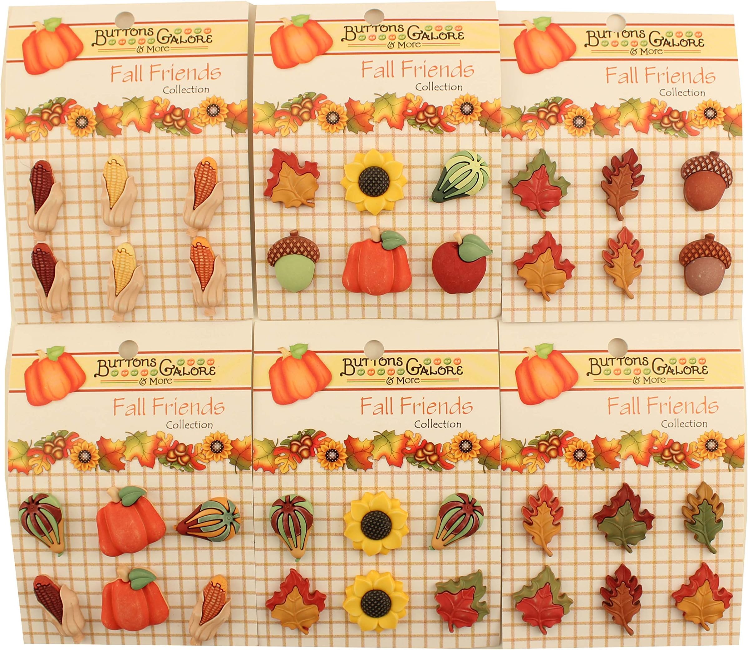 Buttons Galore Fall Friends 3D Buttons-Set of 6 Cards